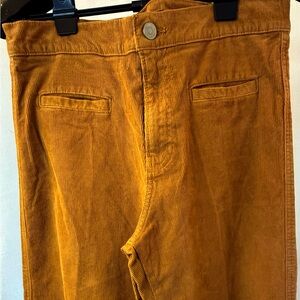 Lucky Brand Women’s Cropped Wide Leg Corduroy Pants - Mustard Yellow/ Deep Tan